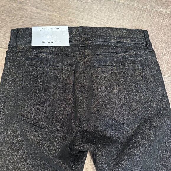 LOFT WOMENS BLACK GLITTER PANTS NEW SIZE 25 SKINNY 0 - Picture 9 of 10